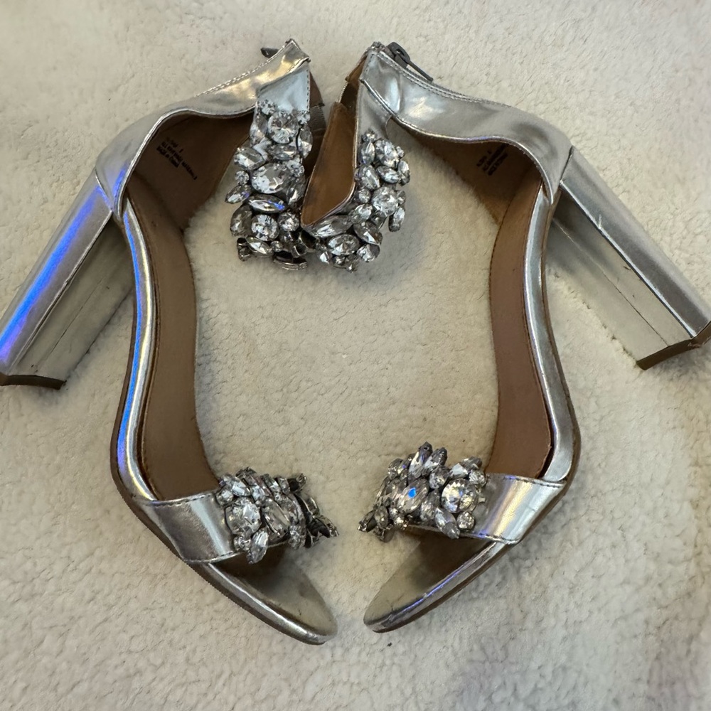 Charlotte Russe Silver Embellished Heels Size 8
